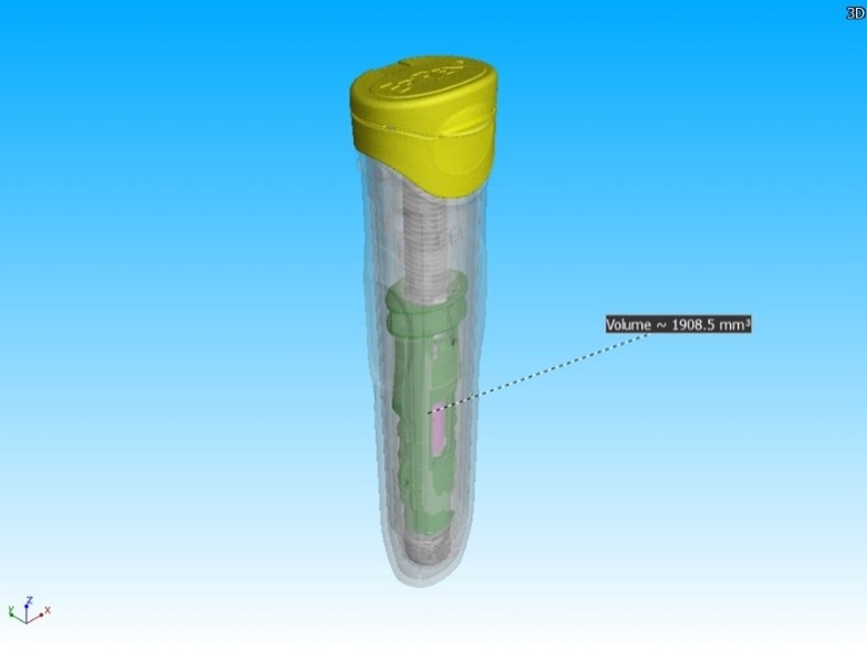 3D x-ray image of a live-saving epipen using Zeiss computed tomography technology